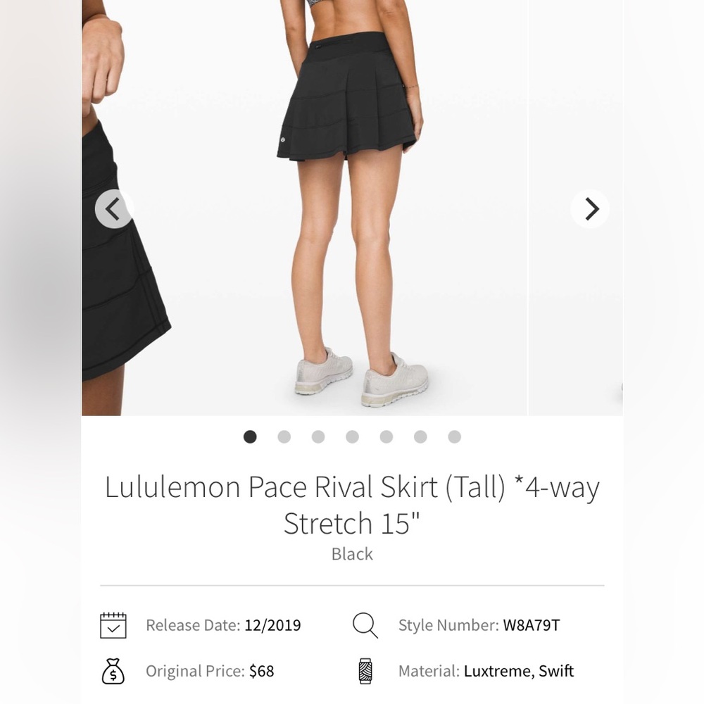 lululemon Black Pace Rival Skirt